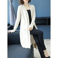 thumbnail image 4 of Womens Open Front Knit Long Sleeve Slits Drape Duster Coat Cardigan Sweater with Pockets, Beige Side Slit, 4 of 5