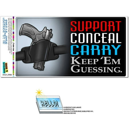 Support Conceal Carry Keep Guessing 2nd Second Amendment Gun Law Automotive Car Window Locker Bumper (Best Gun To Carry In Car)
