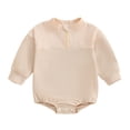 thumbnail image 2 of SXCXLSA Bodysuit For Baby Girl Solid Color Long Sleeve Onesie Infant Jumpsuit Cute Soft Lightweight Newborn Outfit Beige 6-12 M, 2 of 6