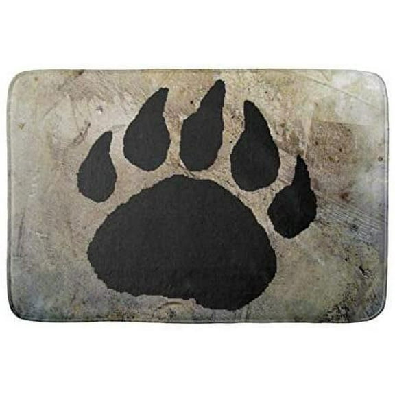 Bear Paw Print Bath Mats Non-Slip Absorbent Microfiber Soft Plush Doormat Decor Bathroom Rugs for Kitchen Bedroom Floor Mat 18"X 30"