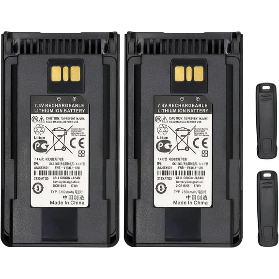 2PCS Replacement Battery for Vertex YAESU FNB-V133Li VX-261 VX-260 EVX-231 EVX-261 EVX-534 EVX-531 Series 1380mAh/7.4V