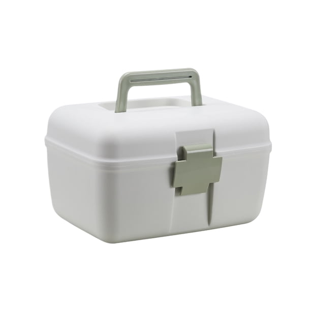 Bearachild Caja de medicinas elegante, materiales gruesos, gran capacidad, hebilla de seguridad, almacenamiento de doble capa, fácil Almacenamiento y organización del hogar Verde Nórdico