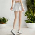 thumbnail image 3 of Women's High Waist Flared Active Skirt with Adjustable Drawstring Sides - Small, White, 3 of 6