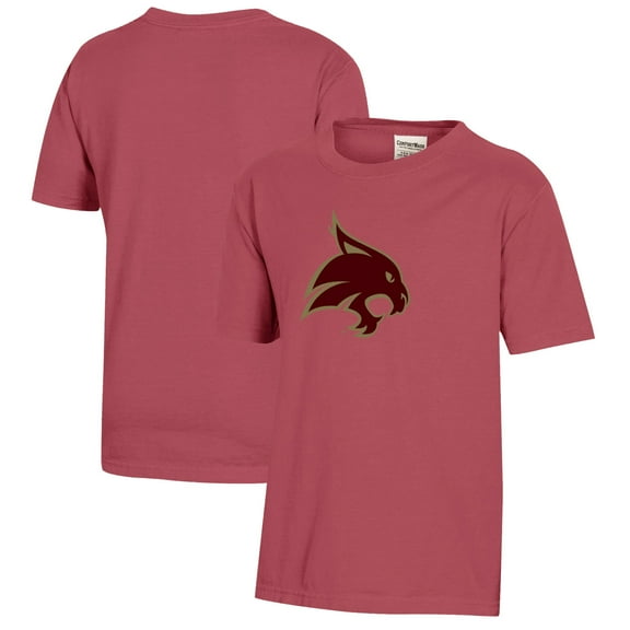 Youth  Maroon Texas State Bobcats Logo Comfort Wash T-Shirt