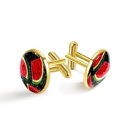 Watermelon Elegant Men's Cufflinks for Formal Attire, Made of Stainless Steel, for Business Meetings and Weddings