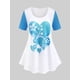 thumbnail image 1 of Camiseta de Talla Extra con Estampado de Corazón y de Color Bloque Rosegal  Camisetas tallas grandes, 1 of 5