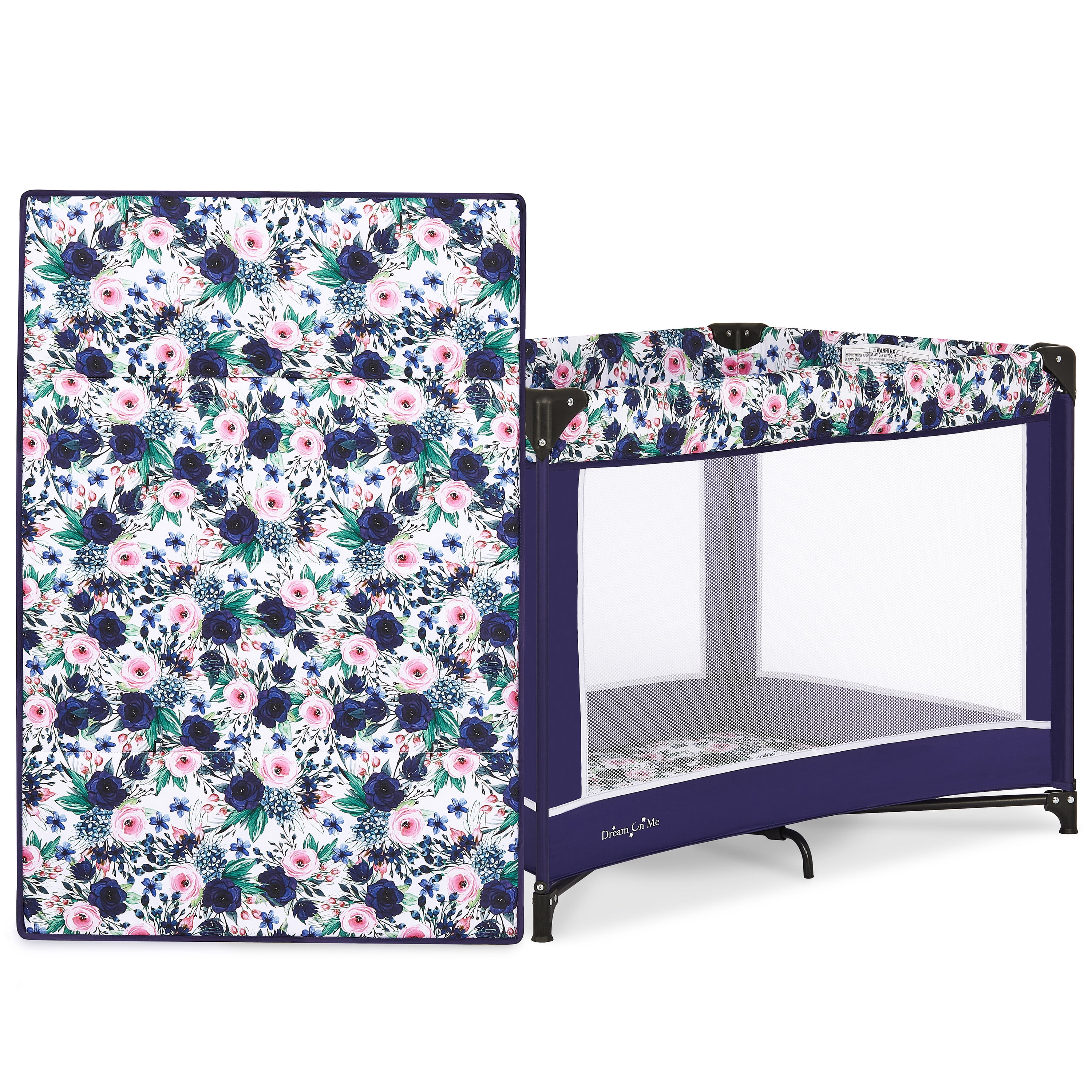 Dream On Me Lilly Deluxe Playard With Bassinet & Changing Tray - Lightweight, JPMA Certified, Spring Grey