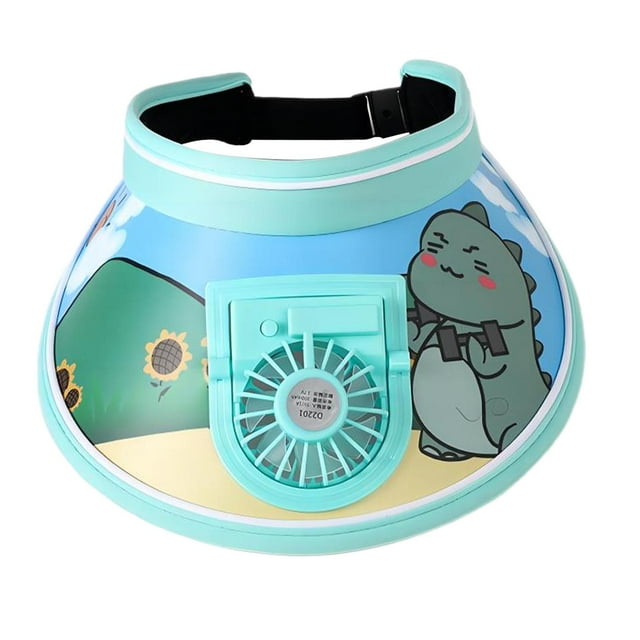 Chapeau de Fans d'Été pour Enfants Portable Réglable Vitesse Décontracté Rechargeable Chapeau de Soleil Bleu