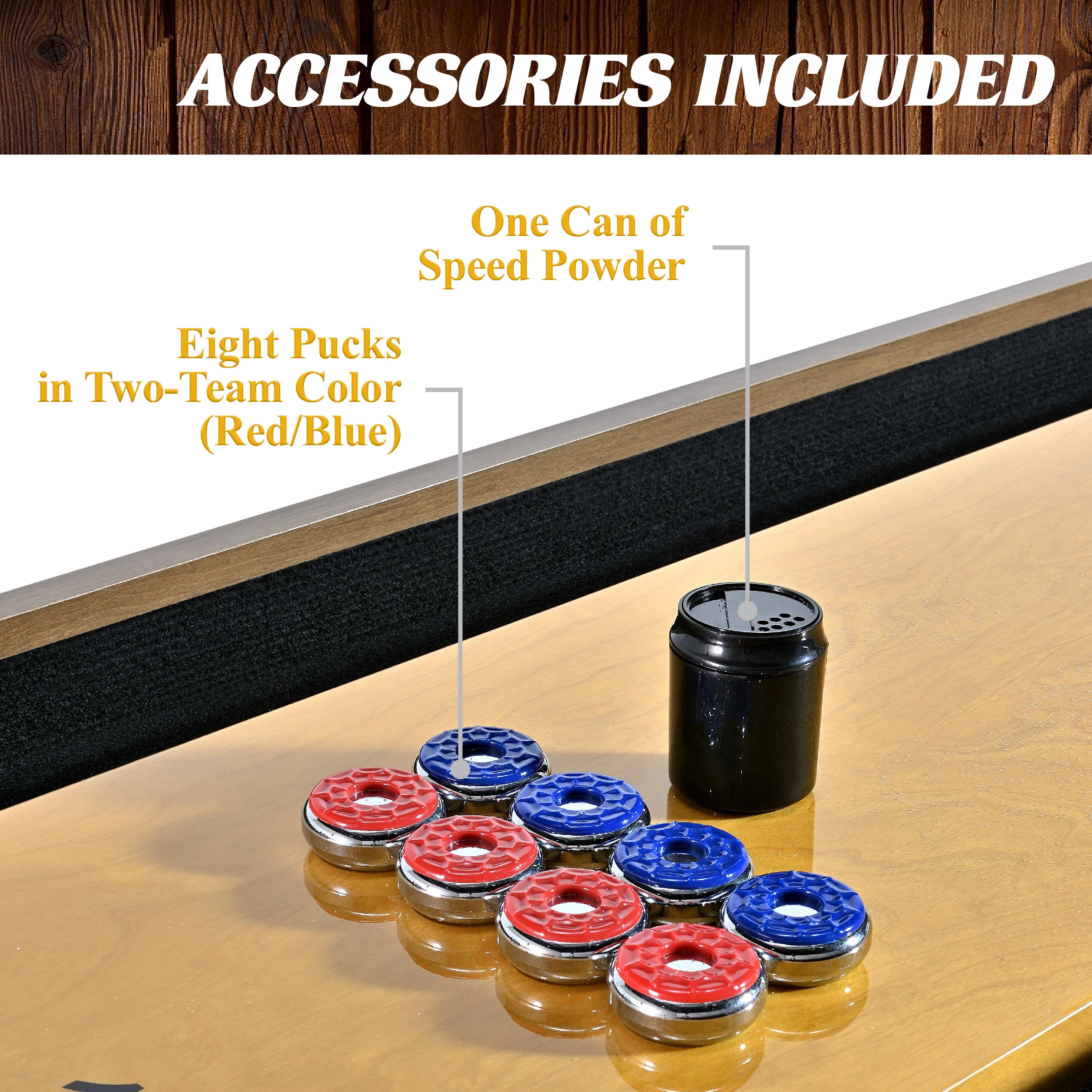Barrington 9ft Urban Shuffleboard Table, UV Playfield and 8-Puck Set