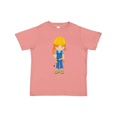 

Inktastic Construction Girl Orange Hair Cute Girl Hammer Gift Toddler Toddler Girl T-Shirt