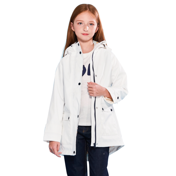 SOLOCOTE Girls Rain Jacket Lightweight Waterproof Raincoat Hooded Cotton Lined Long Windbreaker