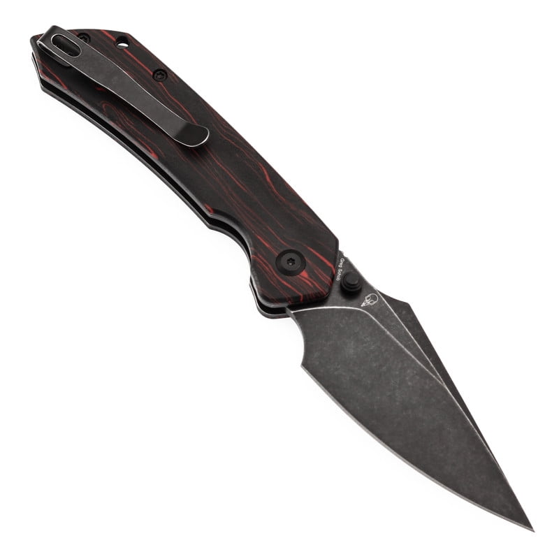 Tenable Fenrir Folding Pocket Knives 3.48“ Blackwashed Nitro-V Blade,Black & Red G-mascus Handle,B1034H2