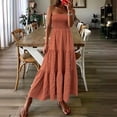 thumbnail image 4 of Fesfesfes Boho Dress for Women Pleated Tube Top Strapless Mini Dress Spring Dress Casual Off the Shoulder Beach Dress Solid Color Print, 4 of 5