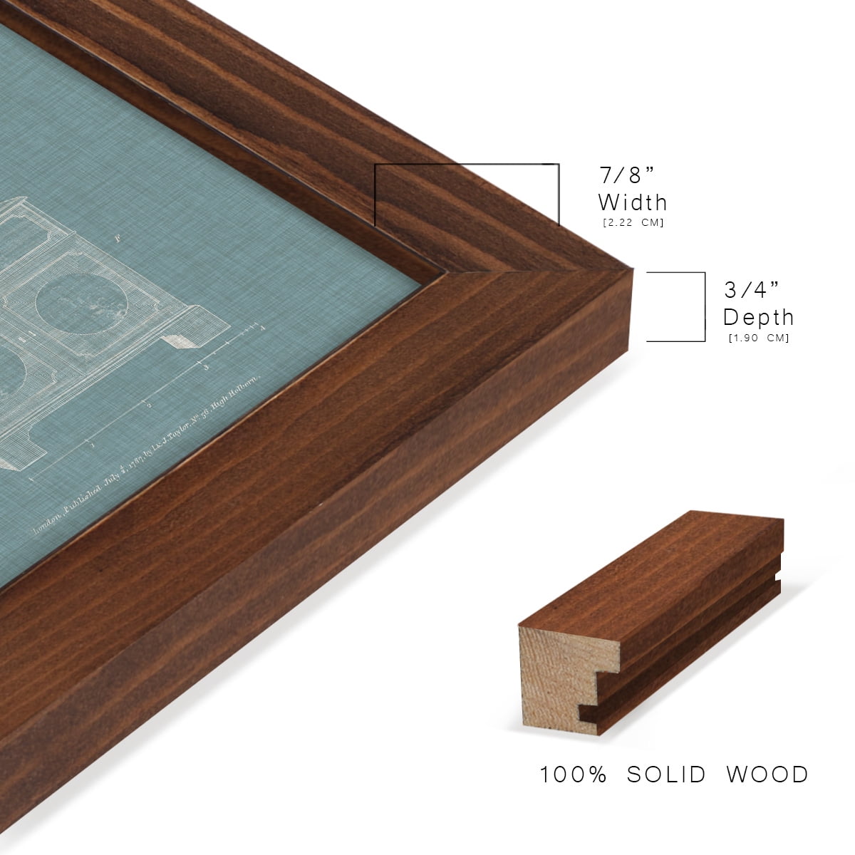 Hepplewhite Desk & Bookcase III - Framed Print w/glass - Chestnut