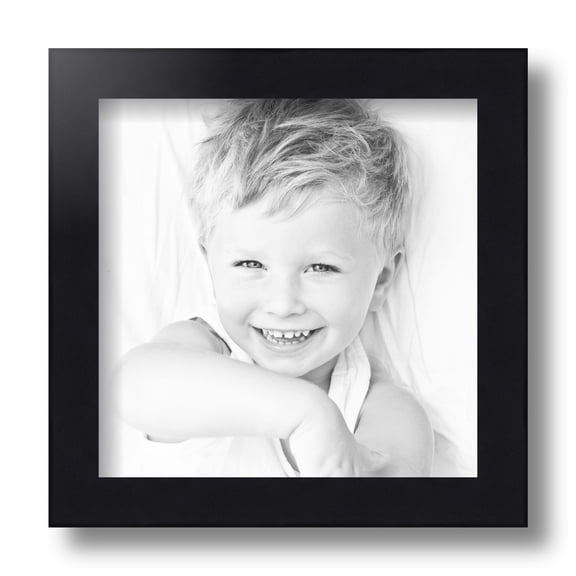 ArtToFrames 8x8 Inch Satin Black Picture Frame, This Black Wood Poster Frame is Great for Your Art or Photos, Comes with Regular Glass (4654)