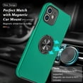 thumbnail image 3 of Shockproof Case for iPhone 11 6.1 inch, [Built-in Camera Cover] Military Grade Phone Case Cover with Embedded Metal Ring Stand Kickstand [Support Magnetic Car Holder] for iPhone 11, Green, 3 of 13