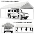thumbnail image 6 of COBIZI Outdoor Metal Carport, 10' x 20' Heavy Duty Garage Car Shelter Shade, Carport Canopy with Powder-Coated Steel Frame for Outdoor Party, Birthday, Upgraded White, 6 of 8