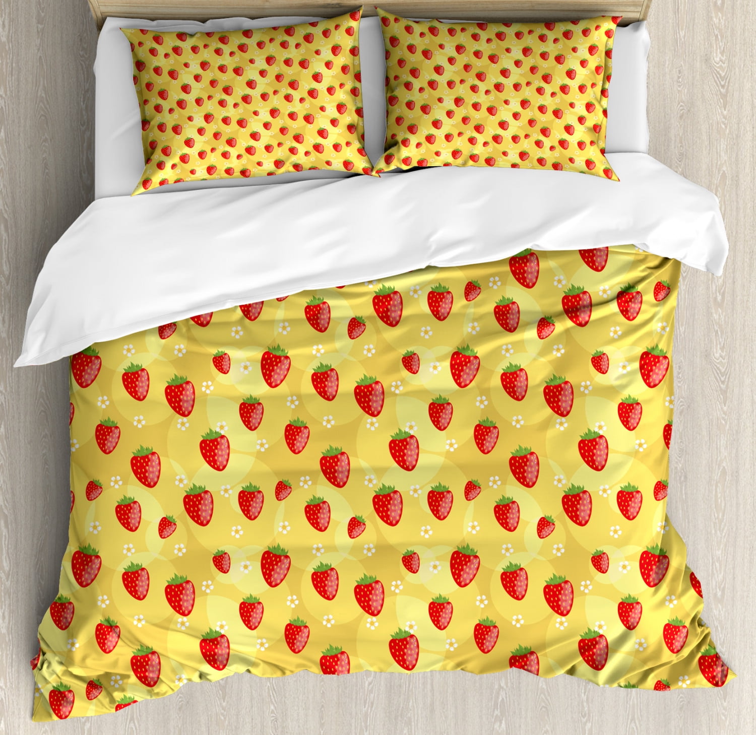Cake Strawberry Pattern Print Duvet Cover Bedding Set