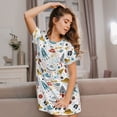 thumbnail image 3 of Xecao Cartoon Space for Women's Loose Nightgown Sleepwear Short Sleeves Shirt Casual Print Sleepdress, 3 of 6