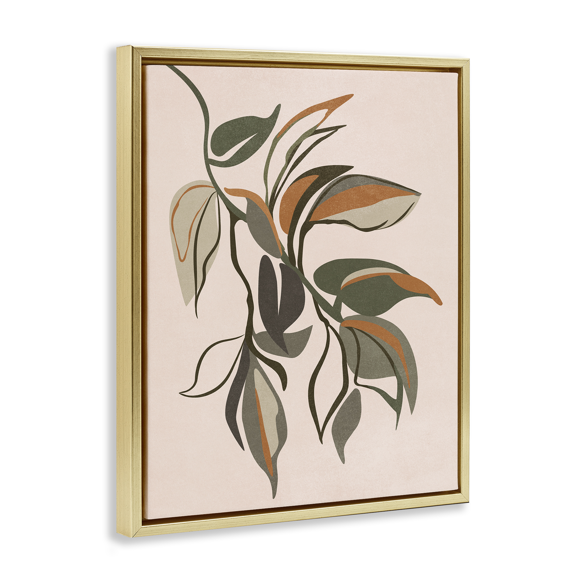 Stupell Industries Hanging Botanical Ivy Plants & Flowers Painting Gold Floater Framed Canvas Art Print Wall Art, 25 x 31