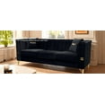 thumbnail image 6 of Newest 82.67" Black Velvet Chesterfield Sofa - Mid-Century Modern 3-Seater Couch with Flared Arms for Primary Living Space​, 6 of 26