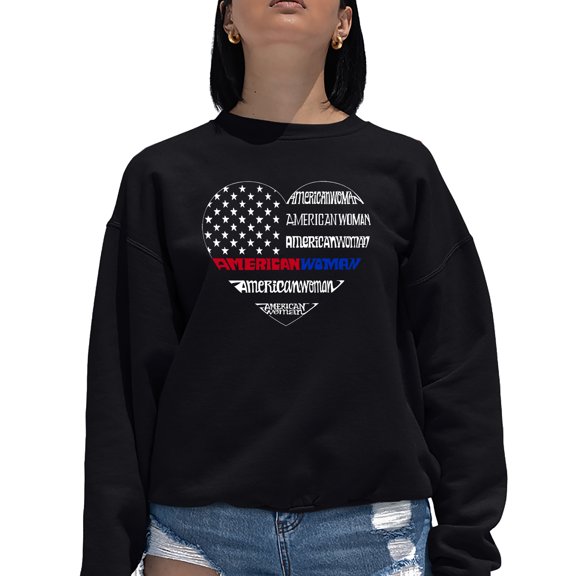 Women's Word Art Crewneck Sweatshirt - American Woman