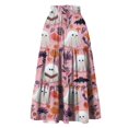 thumbnail image 5 of Womens Casual Elastic Waist Drawstring Midi Skirt Halloween Print Vacation Style A Line Flared Skirt With Pockets, 5 of 6