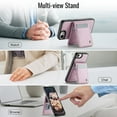 thumbnail image 2 of Magnetic 2 in 1 Detachable for iPhone 16e, Compatible with Magsafe Case with Card Holder, for Women Men PU Leather RFID Blocking Flip Kickstand Credit Slots for iPhone 16e, Pink, 2 of 12