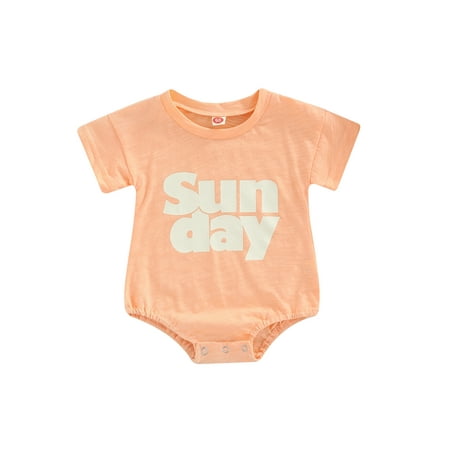 

Newborn Baby Boy Girl Sun Day Romper Short Sleeve Letter Print T Shirt Bodysuit Jumpsuit Tops Casual Outfit