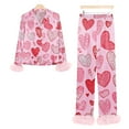 thumbnail image 3 of Valentine's Day Matching Pajamas for Couples Springs Women Pajama Sets V Neck Loungewear Women's Sleepwear Long Sleeve Shirts Womens Pjs Sets Pink, 3 of 5