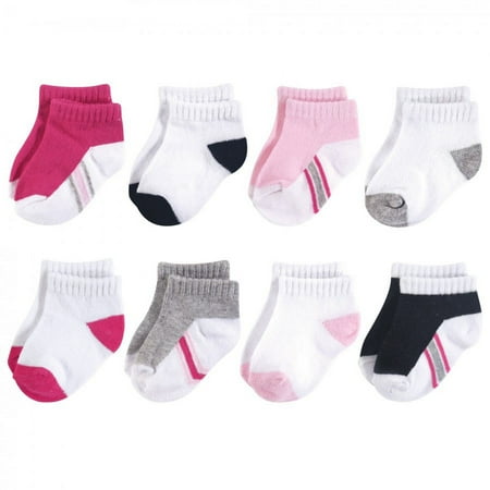 UPC: 0660168541281 | Hudson Baby Infant Girl Cotton Rich Newborn and Terry Socks  White Pink Black  6-12 Months