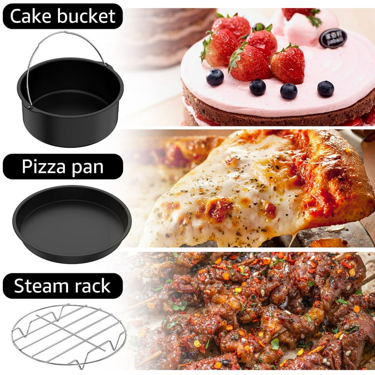 LOTTELI KITCHEN Air Fryer Accessories 6pcs Set for Dual Basket, Nonstick AirFryer  Accessory With Cake Pan, Pizza Pan, Multi-Layer Rack, Skewer Rack, Egg Bite  Mold, Tongs, Fits Double Basket Air Fryers 