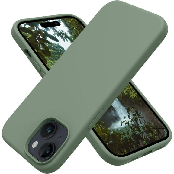 Compatible with iPhone 15 Case, Silicone Shockproof Slim Thin Phone Case for iPhone 15 (6.1 inch), (Calke Green)