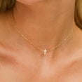 thumbnail image 3 of Turandoss 14K Gold Plated Dainty Tiny Cross Choker Pendant Necklace for Women Faith Jewelry Trendy Personalizedt First Communion Christian Religious Gifts for Her Girls, 3 of 7
