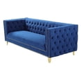 thumbnail image 3 of Better Home Products Luxe Upholstered Velvet Sofa with Gold Legs in Blue, 3 of 11