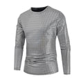 thumbnail image 2 of YLSDL Men's Long Sleeve Turtleneck Gold Sequin Dress Shirts Party Club Shiny Slim Fit Metallic Disco Silver S, 2 of 8