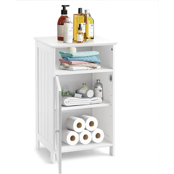 Safeplus Small Floor Storage Cabinet/Organizer with Drawer and Door, For Bathroom & Toilet, White