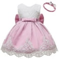 thumbnail image 4 of 0-6T Kids Baby Girls Princess Dress Ruffle Lace Backless with Headwear, Bowknot Flower Dresses Pageant Party Wedding Birthday Ball Gown, 4 of 4