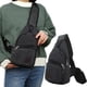 thumbnail image 1 of Mochila de lona con pecho | Bolso bandolera multiusos para viajes de senderismo al aire libre | Correa ajustable, gran capacidad, múltiples bolsillos con cremallera | Unisex | Verde Caqui Azul Café, 1 of 6