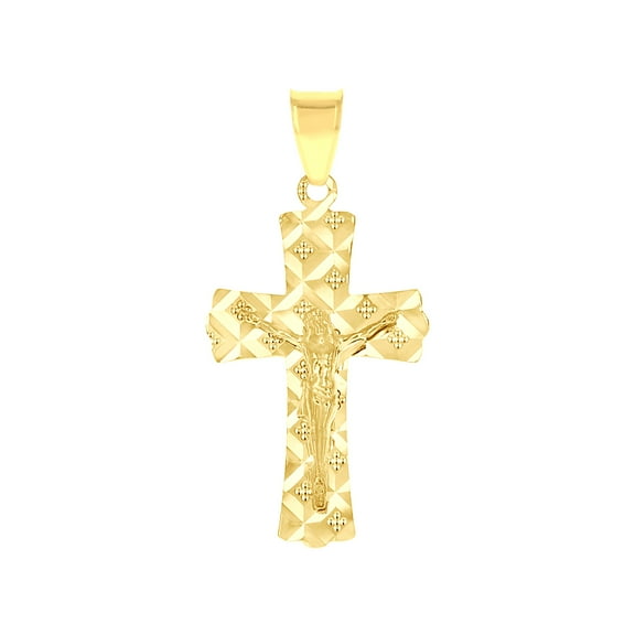 10k 10kt Yellow Gold Unisex Crucifix Cross Religious Pendant Pendant Necklace for Men Women