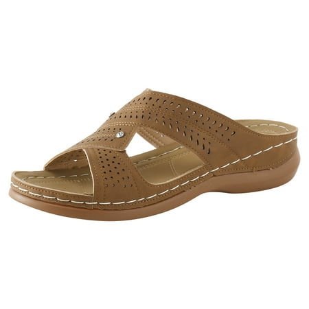 

Women Sandals Fashion Summer Flat Sandals for Women New Simple Solid Wedge Womens Sandal Slippers Heel Comfortable and Lightweight Women Platform Sandals Slip on Shoes