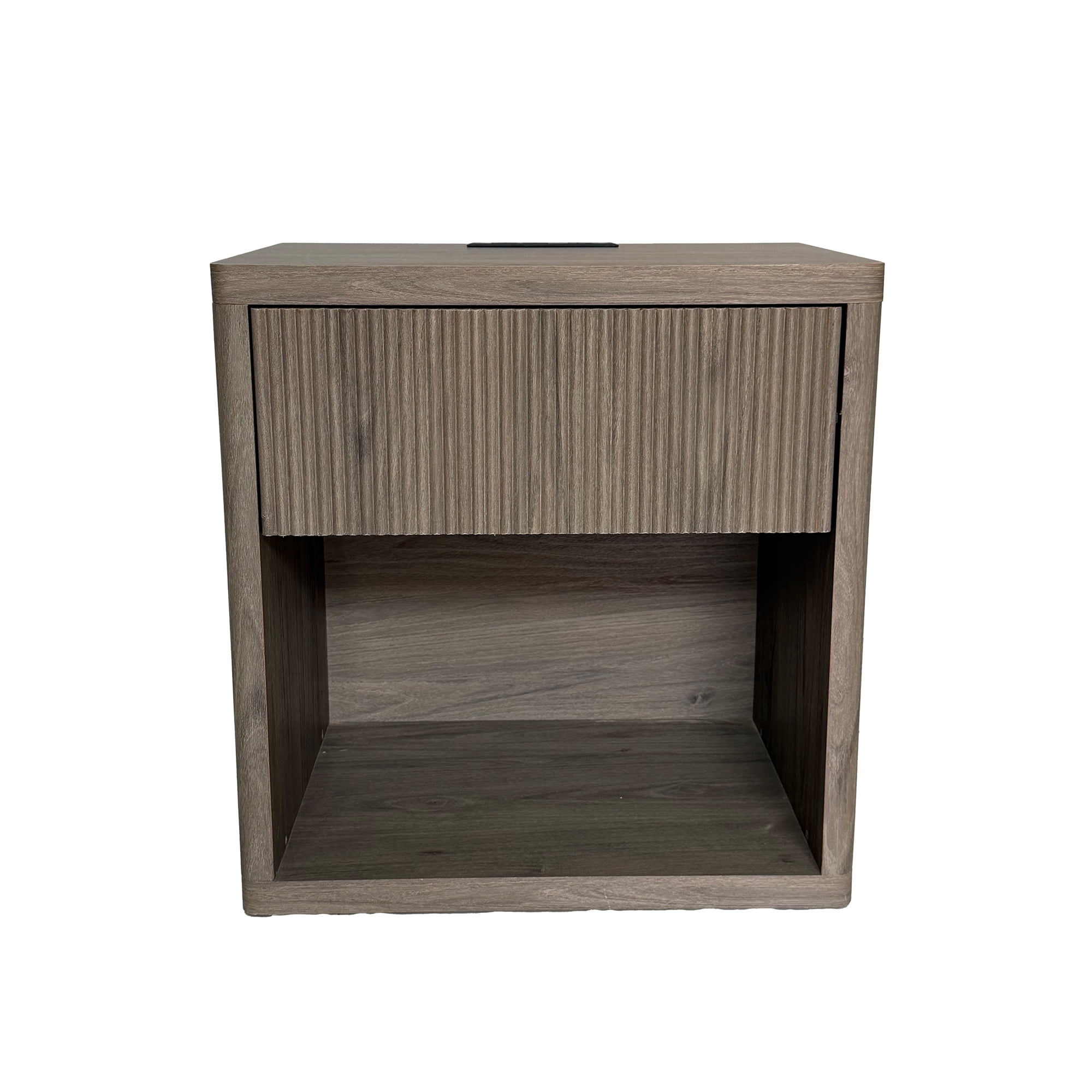 HOQBN Nightstand with 1 Drawer Storage Fluted Bed Side Table End Table Large Modern Wide Bedside Stand for Bedroom Living Room,Greige