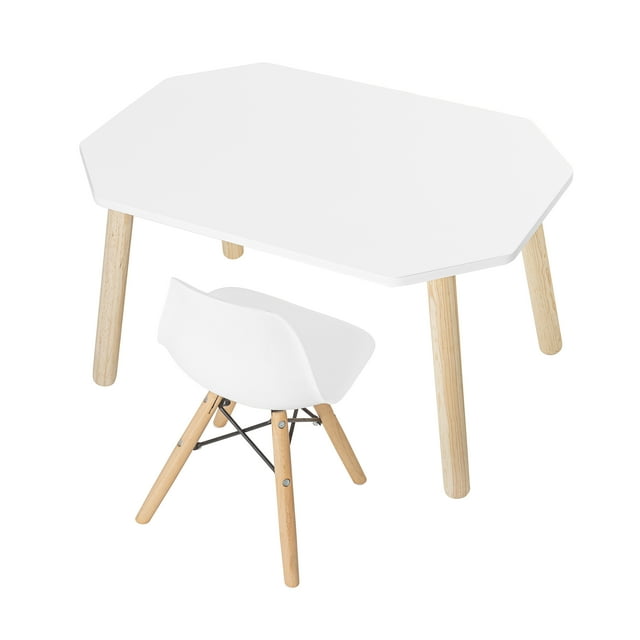 Mesa y silla infantil de madera moderna, duradera y fácil de limpiar