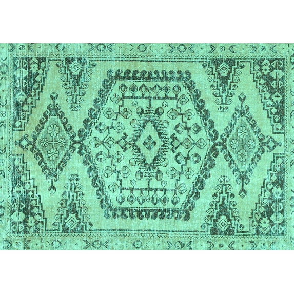 Ahgly Company Machine Washable Indoor Rectangle Persian Turquoise Blue Traditional Area Rugs, 5' x 8'