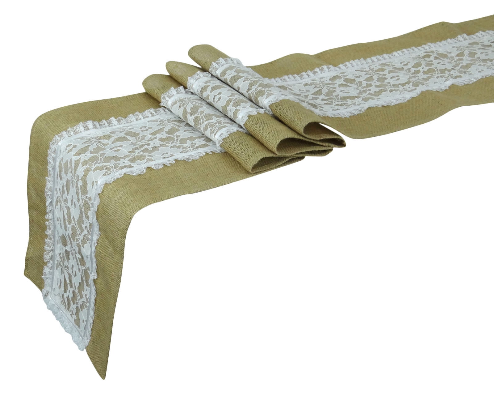 Darling Souvenir Natural Burlap Hessian Jute Table Runner With Lace ...