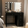 thumbnail image 3 of Boahaus Saranya Makeup Vanity Table with 5 Drawers, Light Bulbs, Standing Mirror, Black, 3 of 9