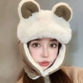 thumbnail image 4 of opolski Women Warm Earmuffs Ear-flapped Hat with Cute Ears Super Soft Ultra-Thick Winter Cold-proof Warm Plush Hat Black, 4 of 7