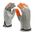 thumbnail image 2 of 12-Pack of Cordova 8211HVXL Standard Grain Cowhide Driver Work Gloves, Unlined, Shirred Elastic Back, Orange Sewn Finger Tips, Keystone Thumb, X-Large, 2 of 2
