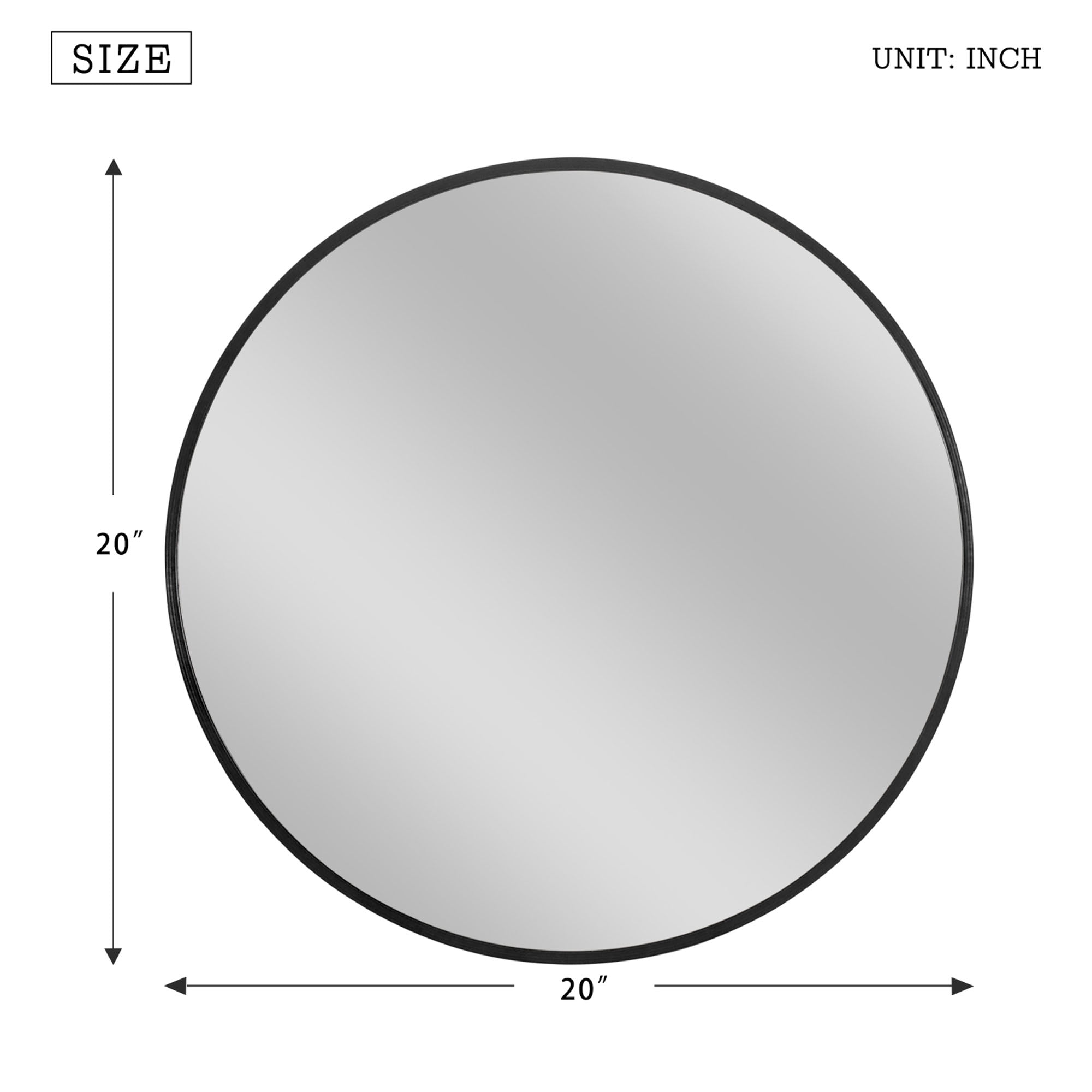 Round Wall Mounted Mirror Circle Metal Frame Black 20"