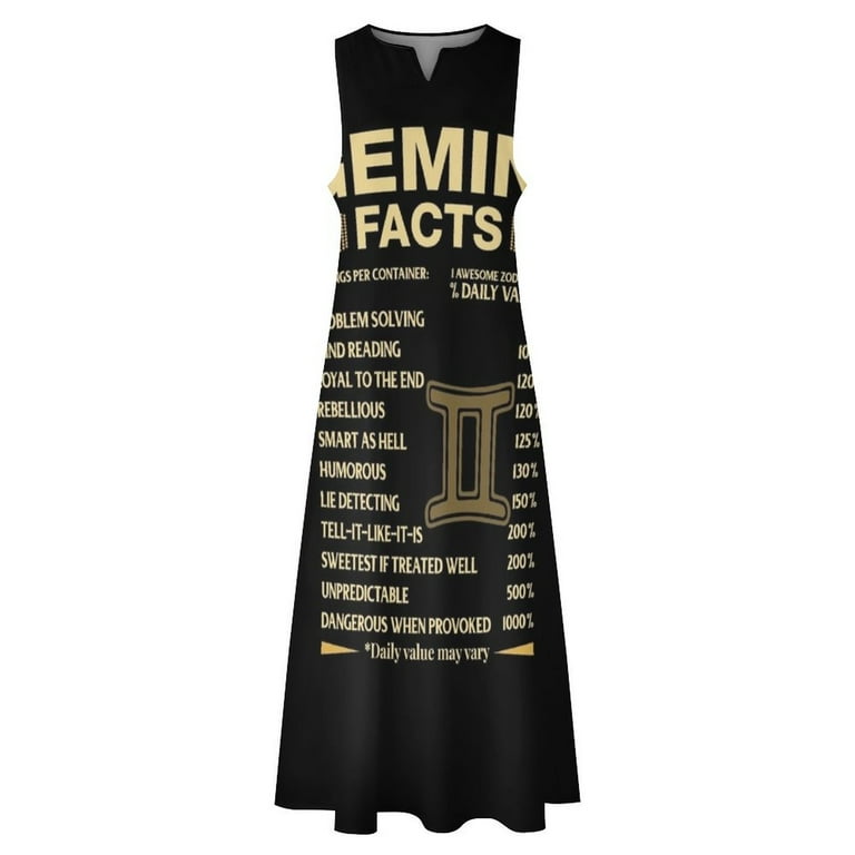 Gemini Facts Zodiac Sign Astrology Birthday Gift Long Dress summer